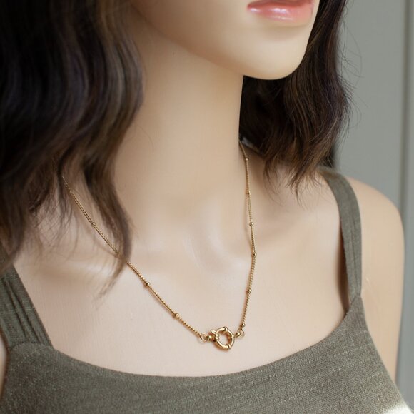 18K Gold Bead Station Stacking Layering Necklace - Picture 6 of 9
